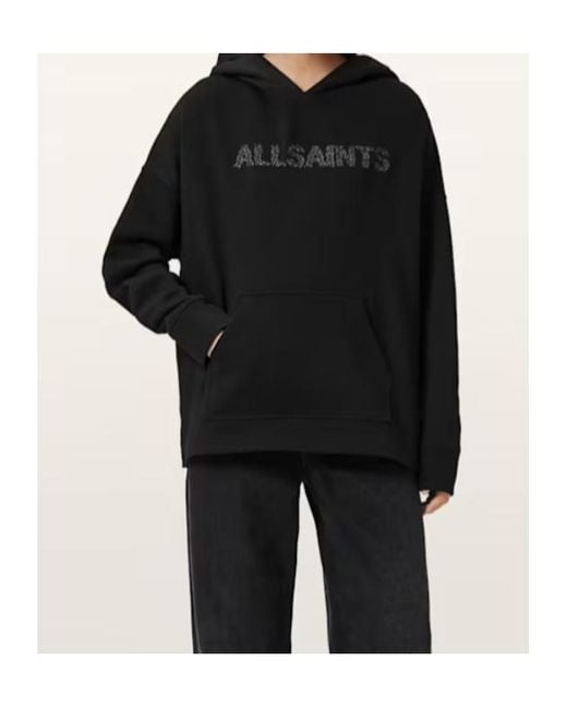 AllSaints Black Organic Cotton Pin-Detail Etienne Hoodie
