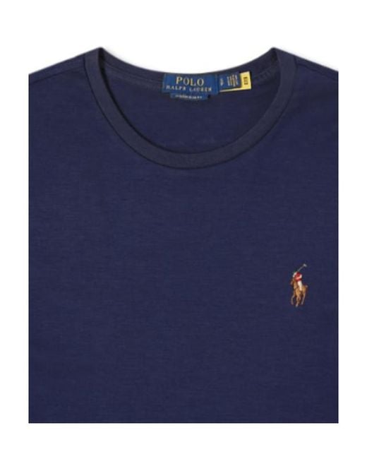 Polo Ralph Lauren Blue Logo Embroidered Crewneck T-Shirt for men