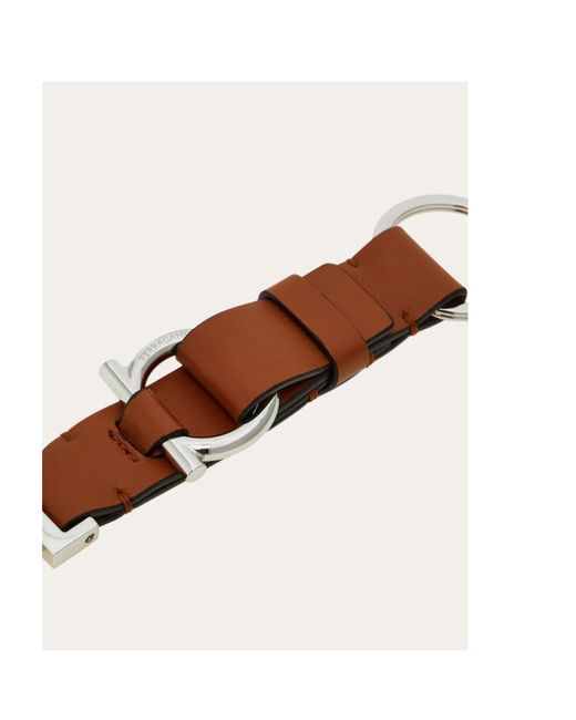 Ferragamo White Ferragamo Logo Engraved Keyring for men