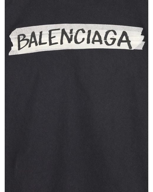 Balenciaga Black Cotton Masking Tape T-Shirt