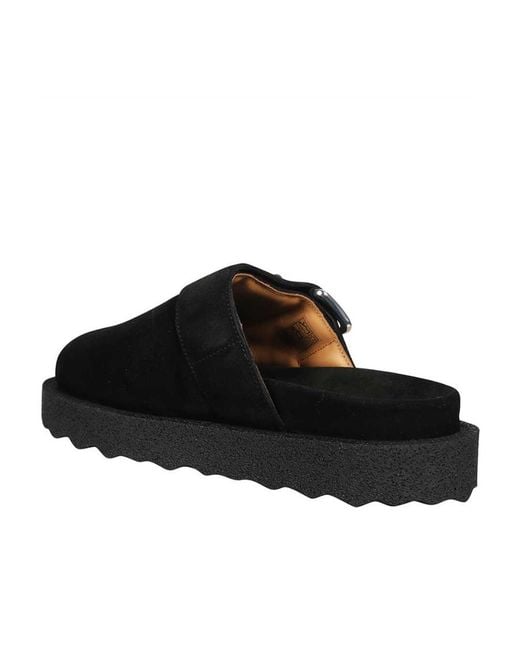 Off-White c/o Virgil Abloh Black Buckle Detail Suede Slippers for men