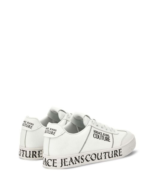 Versace Jeans White Couture Logo Printed Lace-Up Sneakers for men