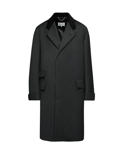 Maison Margiela Black Work-In-Progress Wool Coat for men