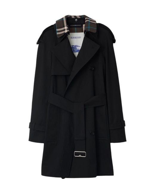 Burberry Black Double Breasted Belted Waist Coat