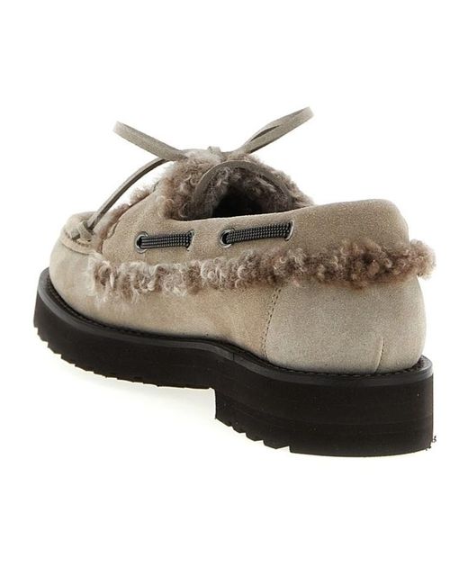 Brunello Cucinelli Gray Precious Insert Boat Shoes