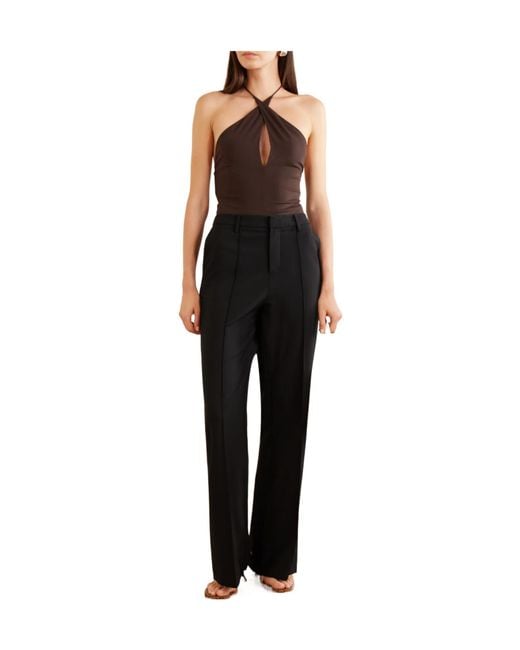 Alex Perry Brown Halterneck Backless Stretch-Mesh Bodysuit