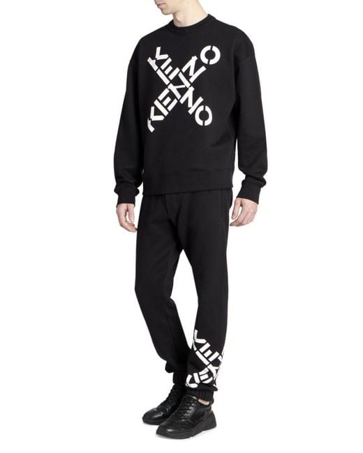 KENZO Black Sport Big X Logo Print Sweatshirt for men