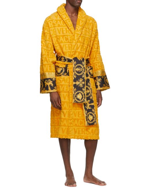 Versace Yellow I Love Baroque Belted Bathrobe for men