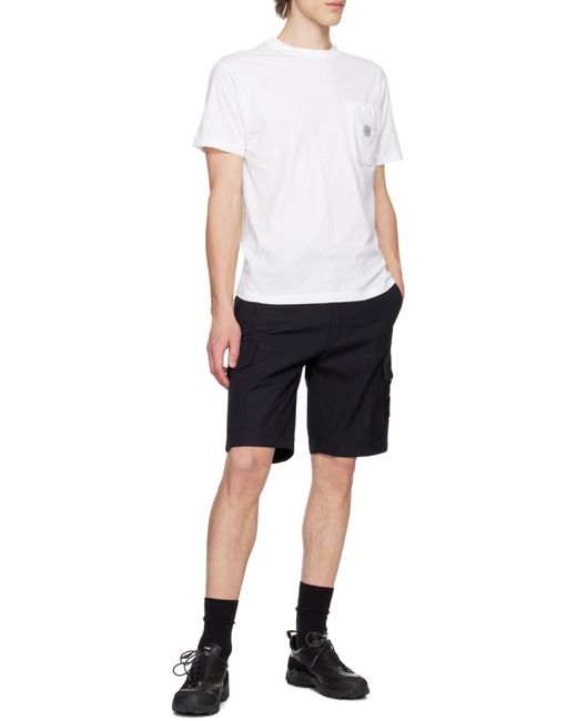Stone Island White Compass Patch Crewneck T-Shirt for men