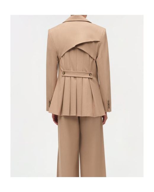 Jonathan Simkhai Brown Moren Pleated Back Blazer