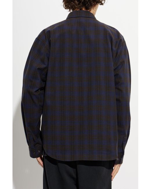 Vetements Blue Checked Zip-Front Shirt for men