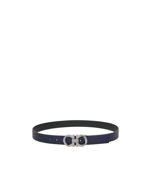 Ferragamo White Gancini Double-Sided Twisted Belt for men