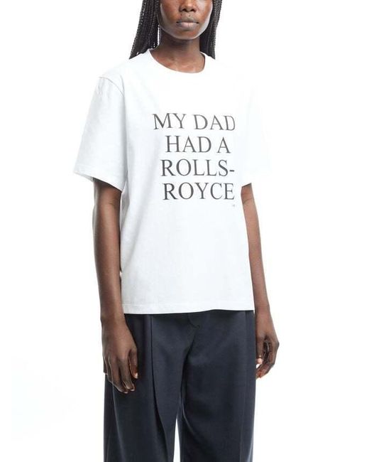 Victoria Beckham White Text Printed Crewneck T-Shirt