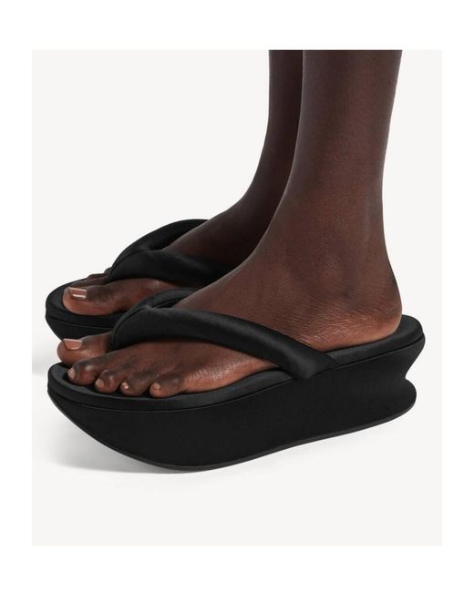 Balenciaga Black Gaeta Thong Wedge Heeled Sandals