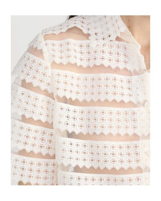 FRAME White The Lattice Crochet Blouse