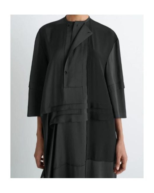 Lemaire Black Asymmetrical Pleated Blouse Dress
