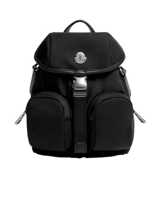 Moncler Black Buckle Detailed Foldover Top Mini Backpack