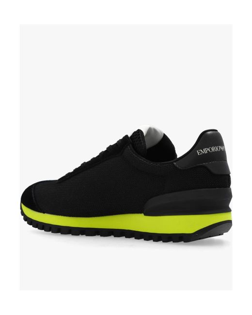 Emporio Armani Green Logo-Patch Low-Top Sneakers for men