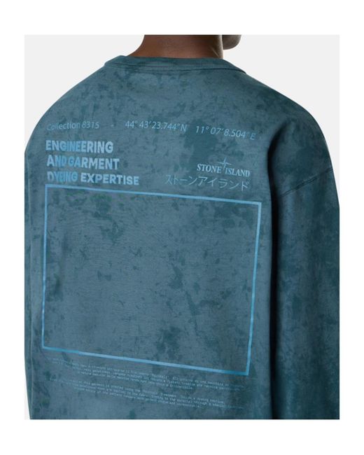 Stone Island Blue Long-Sleeve Graphic T-Shirt for men