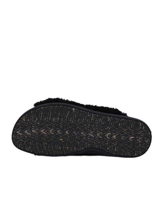 Marni Black Buckle Detailed Fluffy Sandals