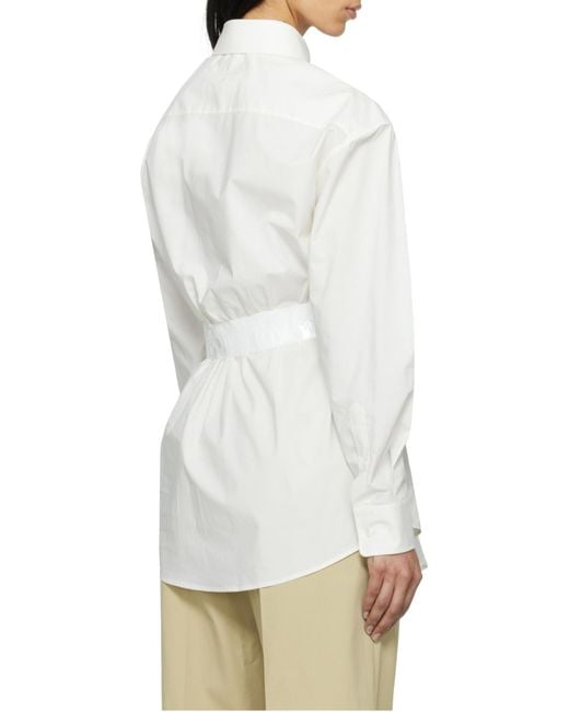MM6 by Maison Margiela White Tied Waist Shirt