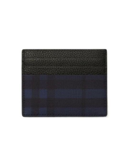 Burberry Black City Checked Card Case for men