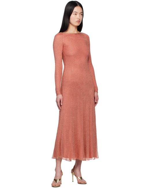 Alaïa Pink Alaïa Mesh Knit Long Dress