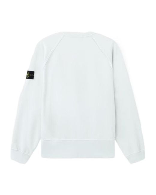 Stone Island White Logo Patch Crewneck Sweatshirt for men