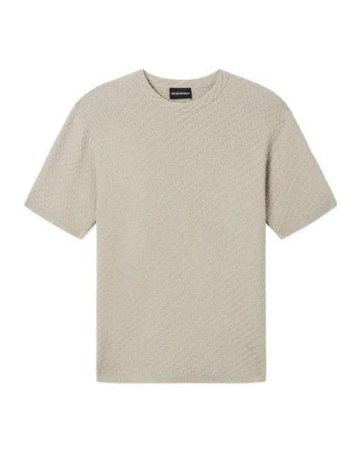 Emporio Armani White Crewneck Short-Sleeved Knitted T-Shirt for men