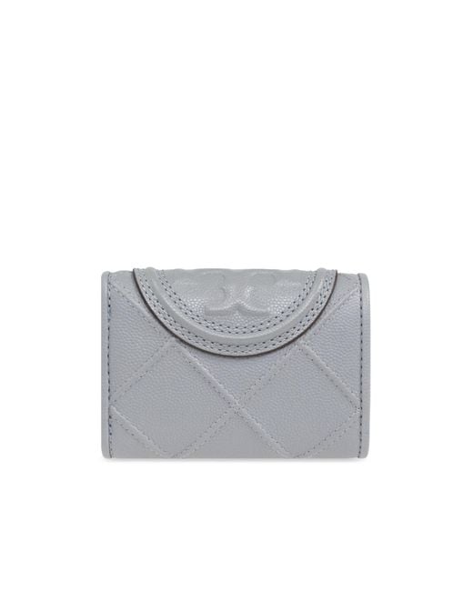 Tory Burch Gray Double T-Embossed Leather Wallet