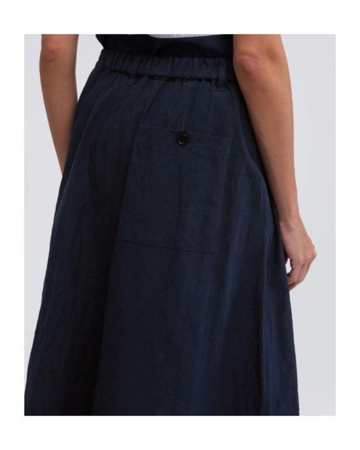 Aspesi Blue Pleated A-Line Mid-Length Skirt