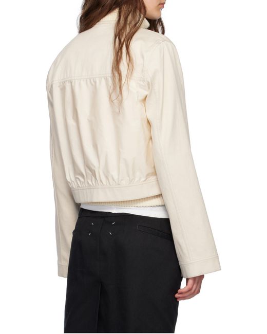 Moncler Natural Crewneck Cropped Blend Jacket
