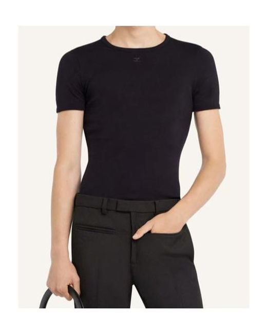 Courreges Black Courrèges Logo Crew Neck T-Shirt for men