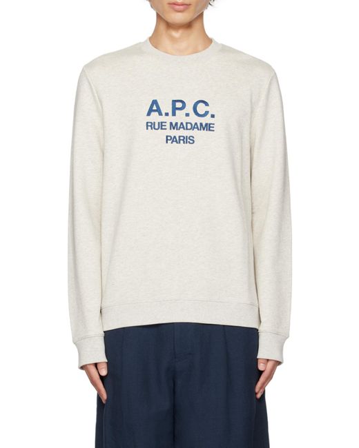 A.P.C. Gray Logo Printed Crewneck Sweatshirt for men