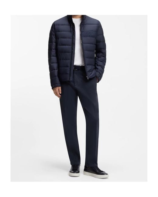 Boss Blue Logo-Patch Trousers for men