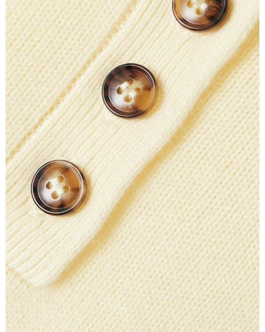 Loulou de Saison Natural Homere Embroidered Cashmere Polo Sweater