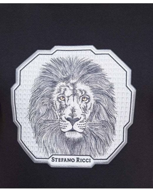 Stefano Ricci Black T-Shirt With Round Neck And Short Sleeves for men