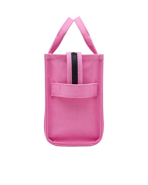 Marc Jacobs Pink Logo Printed Zip-Up Small Tote Bag