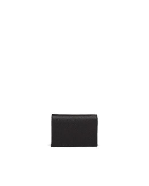 Prada Black Logo Plaque Fold-Over Wallet