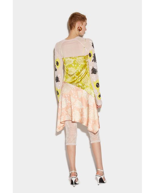 DSquared² Multicolor Floral-Printed Asymmetric Hem Draped Dress