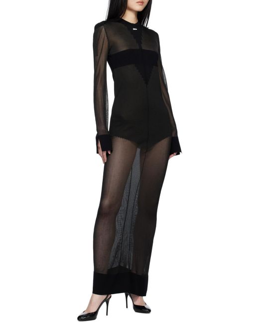 Jean Paul Gaultier Black Long-Sleeves Knitted Maxi Dress