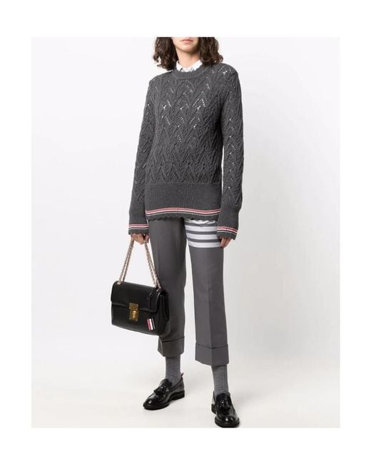 Thom Browne Black Pointelle-Knit Merino Jumper