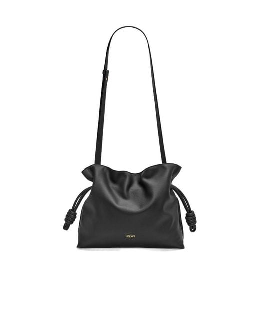 Loewe Black Flamenco Drawstring Clutch Bag