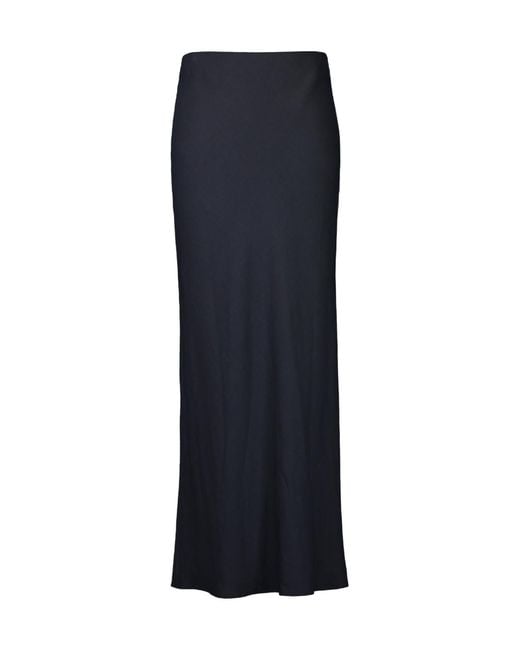 Brunello Cucinelli Blue Side Slit Twill Maxi Skirt