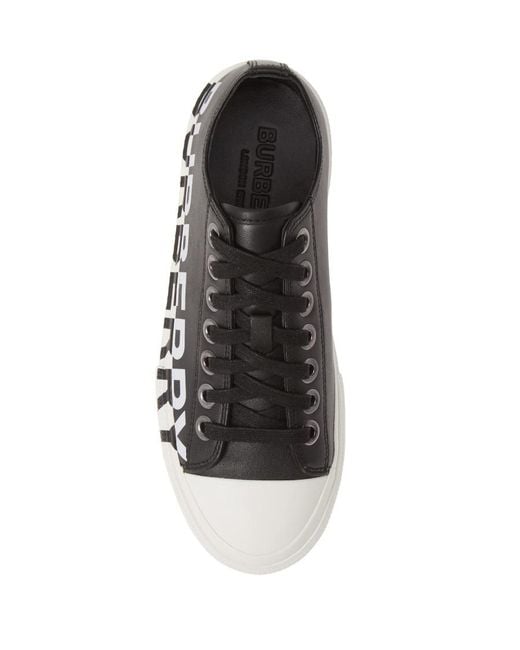 Burberry Black Logo Print Lace-Up Sneakers