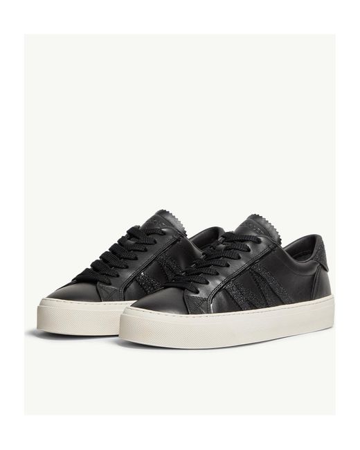 Moncler Brown Monaco2 Leather Glitter Trainers
