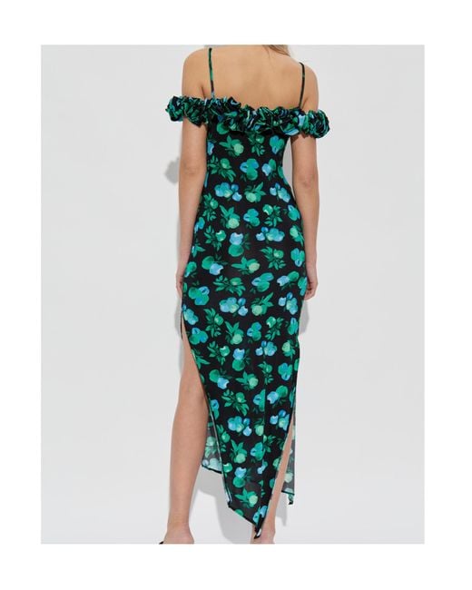 Coperni Green Ruffle-Detail Midi Dress