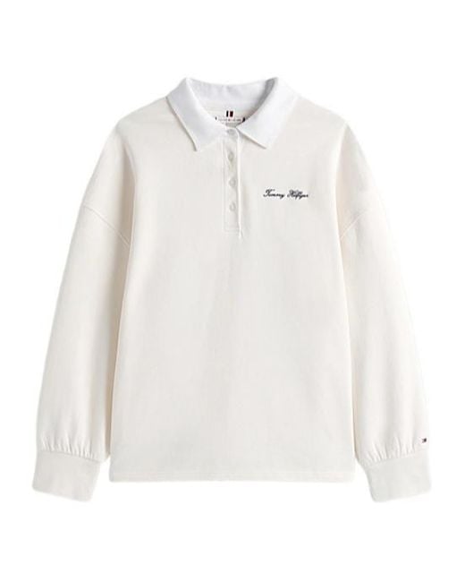 Tommy Hilfiger White Collared Buttoned Polo Top