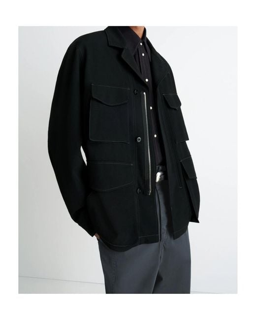 Lemaire Black Long-Sleeved Buttoned-Cuff Pocket Overshirt for men