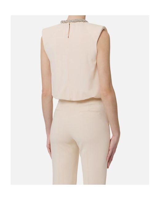 Elisabetta Franchi Multicolor Embellished Collar Sleeveless Top